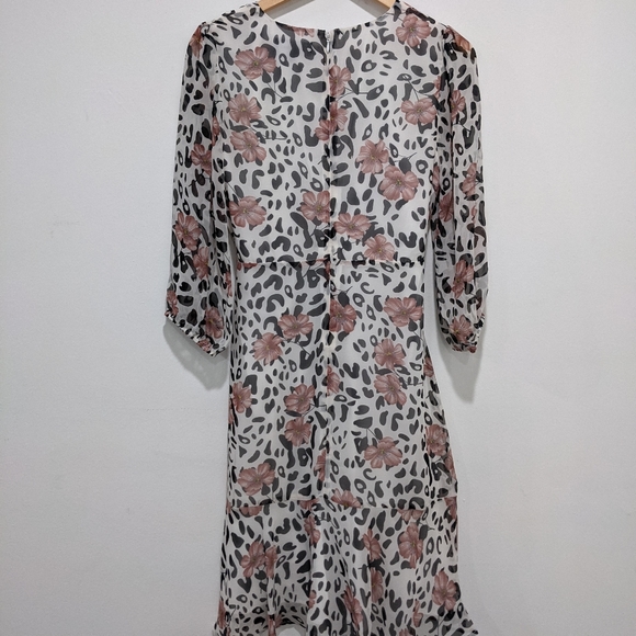 Sam Edelman NWT Floral & Leopard Faux Wrap Dress - Picture 11 of 14